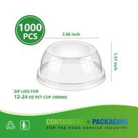 APSIC PET Wide Dome Lid for 98mm Boba Cup, 1000/Case
