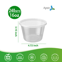 APSIC 16oz PP Soup Cup with Lid, 240/Case