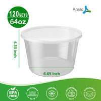 APSIC 64oz PP Soup Cup with Lid, 120/Case
