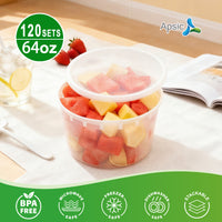 APSIC 64oz PP Soup Cup with Lid, 120/Case