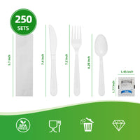 APSIC 6-in-1 Heavy Wrapped Cutlery Kit, White — 250/Case