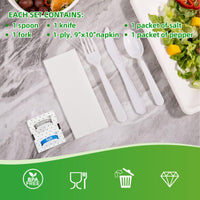 APSIC 6-in-1 Heavy Wrapped Cutlery Kit, White — 250/Case