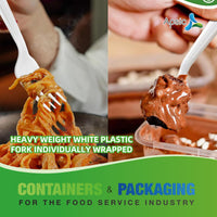 APSIC White Heavy Duty Individually Wrapped Plastic Fork - Food Service & Takeout Ready - 1000 Count