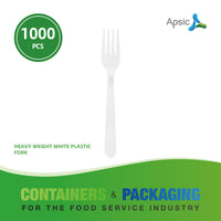 APSIC White Heavy Duty Disposable Plastic Fork - Food Service & Takeout Ready - 1000 Count