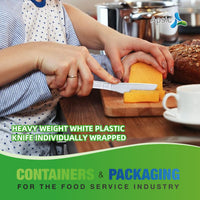 APSIC White Heavy Duty Individually Wrapped Plastic Knife - Food Service & Takeout Ready - 1000 Count