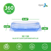 APSIC SZ-130 BLUE PET SUSHI CONTAINER WITH LID 9.44