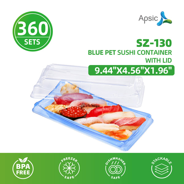 APSIC SZ-130 BLUE PET SUSHI CONTAINER WITH LID 9.44