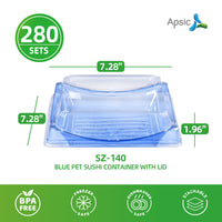 APSIC SZ-140 BLUE PET SUSHI CONTAINER WITH LID 7.28