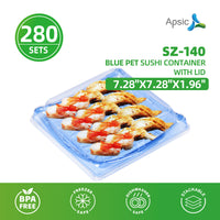 APSIC SZ-140 BLUE PET SUSHI CONTAINER WITH LID 7.28