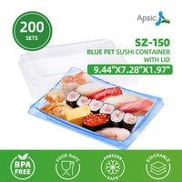 Blue PET Sushi Container 9.44