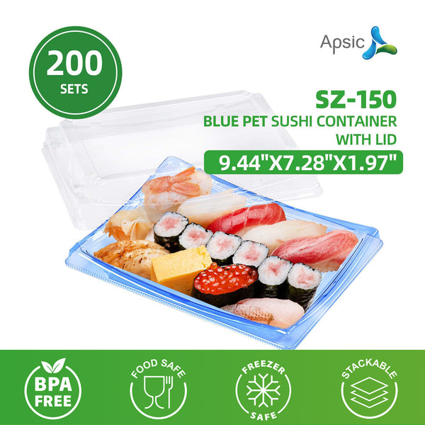 Blue PET Sushi Container 9.44