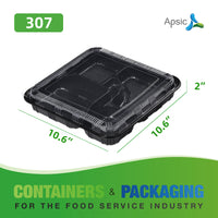 APSIC SQUARE BLACK PLASTIC BENTO BOX SET 10.6