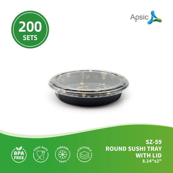 APSIC SZ-59 ROUND SUSHI TRAY WITH LID 8.14