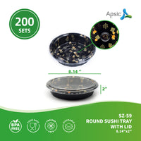 APSIC SZ-59 ROUND SUSHI TRAY WITH LID 8.14