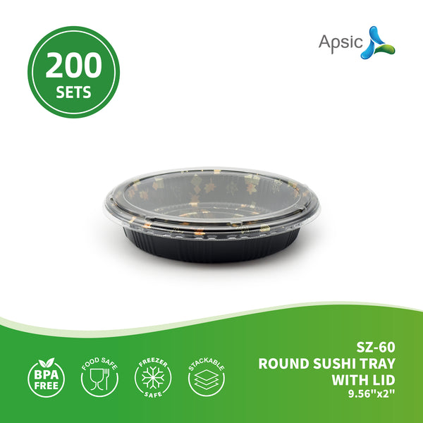 APSIC SZ-60 ROUND SUSHI TRAY WITH LID 9.56