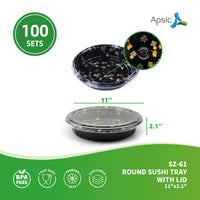 APSIC SZ-61 ROUND SUSHI TRAY WITH LID 11