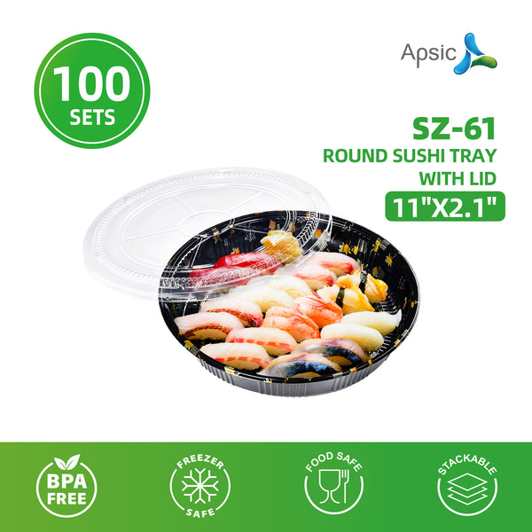 Clear PET Round Sushi Tray 11