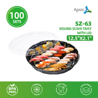 Clear PET Round Sushi Tray 12.5