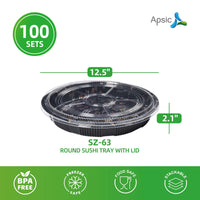 Clear PET Round Sushi Tray 12.5