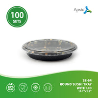 APSIC SZ-64 ROUND SUSHI TRAY WITH LID 13.7