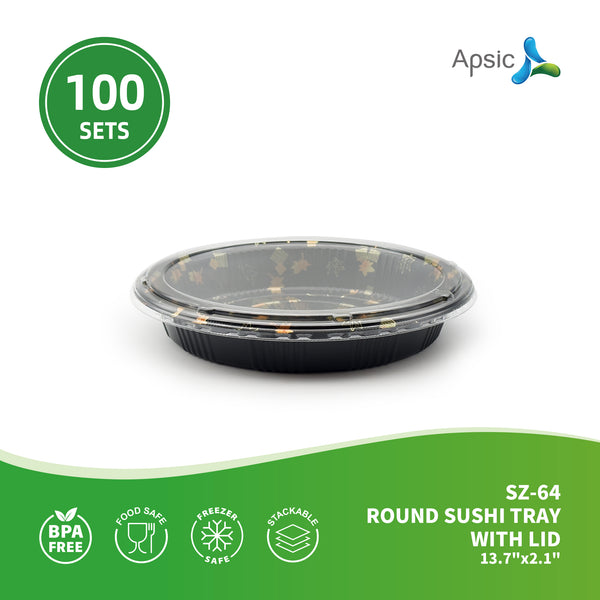 APSIC SZ-64 ROUND SUSHI TRAY WITH LID 13.7