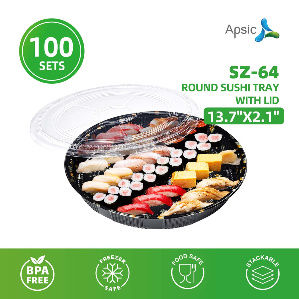 Clear PET Round Sushi Tray 13.7