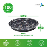 Clear PET Round Sushi Tray 13.7