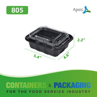APSIC RECTANGULAR BLACK PLASTIC LUNCH BOX SET 5.4