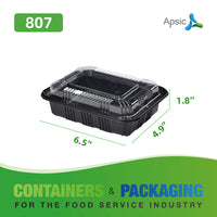 APSIC RECTANGULAR BLACK PLASTIC LUNCH BOX SET 6.5