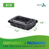 APSIC RECTANGULAR BLACK PLASTIC LUNCH BOX SET 7.2