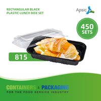 APSIC RECTANGULAR BLACK PLASTIC LUNCH BOX SET 8
