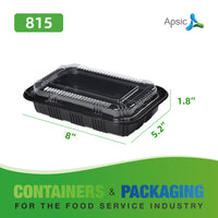 APSIC RECTANGULAR BLACK PLASTIC LUNCH BOX SET 8