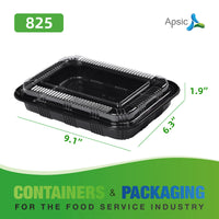 APSIC RECTANGULAR BLACK PLASTIC LUNCH BOX SET 9.1
