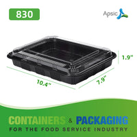 APSIC RECTANGULAR BLACK PLASTIC LUNCH BOX SET 10.4