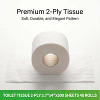 APSIC 2-Ply Toilet Tissue, 500 Sheets — 48 Rolls/Case