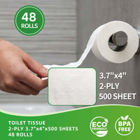APSIC 2-Ply Toilet Tissue, 500 Sheets — 48 Rolls/Case