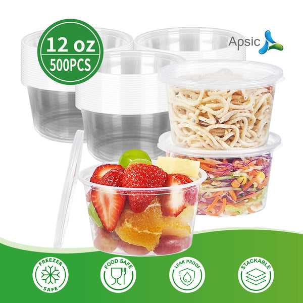 APSIC 12oz Clear PP Deli Container, 500/Case