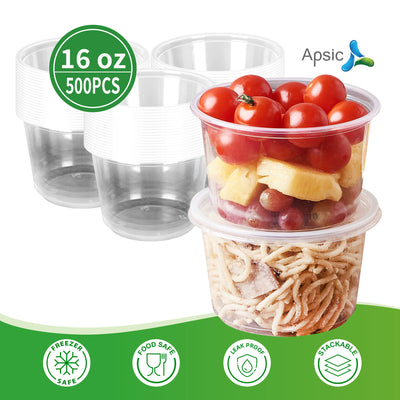APSIC 16oz Clear PP Deli Container, 500/Case