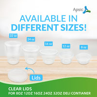 APSIC Clear Lid for 8-32oz Deli Container, 500/Case