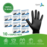 APSIC Black 4 Mil Disposable Gloves - Powder-Free All-Purpose - X-Large - 1000/Case