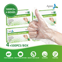 APSIC Disposable Food Service HDPE Gloves - One Size - 2000/Case