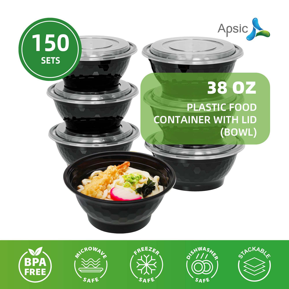 APSIC 38Oz Plastic Food Container With Lid(Bowl)