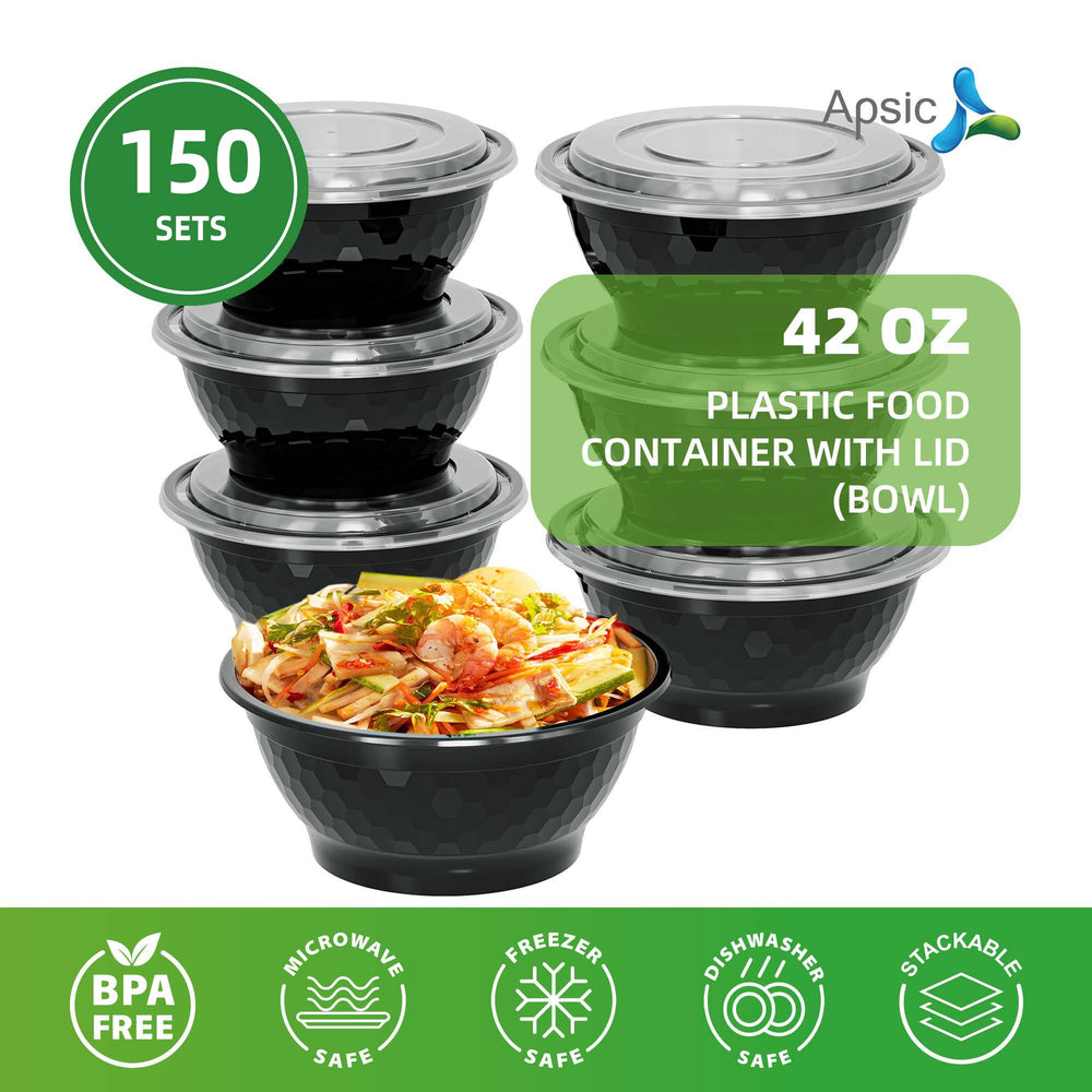 APSIC 42 Oz Plastic Food Container With Lid(Bowl)