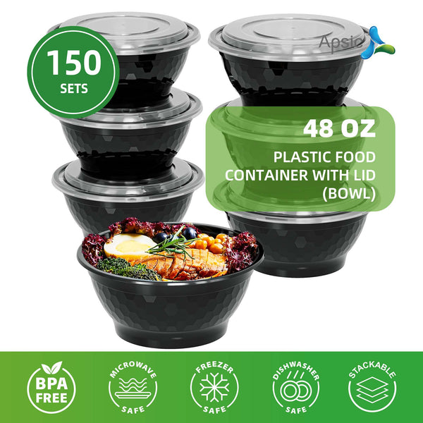 APSIC 48 Oz Plastic Food Container With Lid(Bowl)
