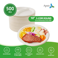 Bagasse 3-Compartment Round Plate 10