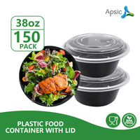 APSIC 38oz Round PP Soup Container w/ Lid, 150/Case