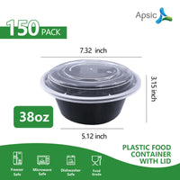 APSIC 38oz Round PP Soup Container w/ Lid, 150/Case